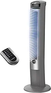 Lasko Oscillating Tower Fan with Remote, Quiet Floor Fans for Bedroom, 42", Silver T42951