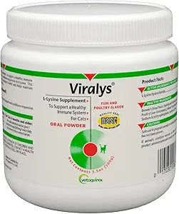 Vetoquinol Viralys - Lysine Supplement for Cats & Kittens - Supports Eye Wellness, Respiratory Health & Immune Strength - Flavored Oral Powder for Easy Feeding & Daily Use - 100 Grams