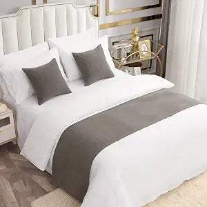 AMBERIS Bed Runner Single Layer Chenille Grey, Modern Style Bed Scarves for Home Hotel Decorations (Pillowcases Sold Separately)