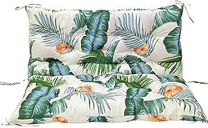 Srutirbo Outdoor Swing Replacement Cushions 3 Seater, Waterproof Porch Swing Cushions with Backrest, 40"x40", for Garden Patio Furniture (Leaf)
