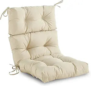 Outdoor/Indoor High Back Chair Cushion, Waterproof All-Weather Stuffed High Rebound Foam Adirondack Chair, Beige