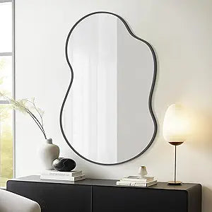 WallBeyond Irregular Wall Mirror Asymmetrical Mirror with Aluminum Alloy Frame, Decorative Wall Mirror for Living Room, Bedroom, Bathroom, and Entryway 36" H x 24" W (Black)