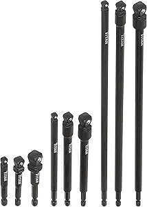 Titan 49089 9-Piece Impact Wobble Socket Adapter and Extension Set