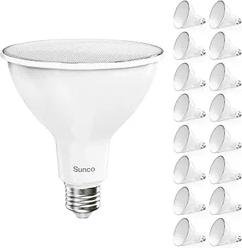 Sunco 16 Pack Outdoor Flood Light Bulb, Waterproof PAR38 LED, Patio Driveway, 5000K Daylight Dimmable, 100W Equivalent 13W, Exterior, Wet-Rated, 1050 Lumens, E26 Base, Backyard Garage Yard, UL