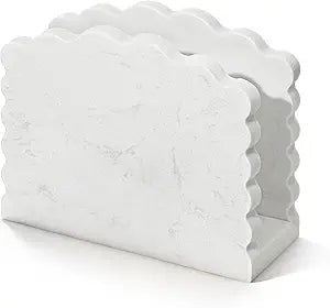 Marble Napkin Holder for Table Scalloped White Napkins Holder Modern Upright Napkin Dispenser for Kitchen Countertop Dining Room Hotel Cafe Bar