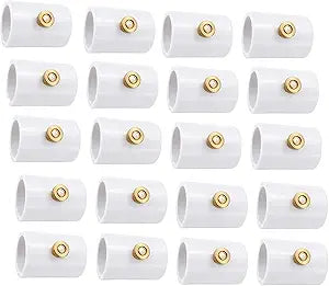 20 Packs 1/2" PVC Misting Nozzles Coupling with Brass Mist Nozzle Replacement Head for Outdoor Misting Cooling System, Atomizing Misting Sprayer with Steel Atomizing Nozzle 0.016" Orifice