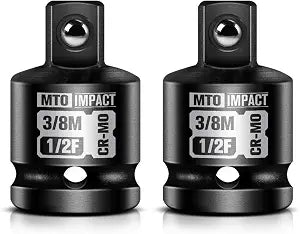 MTO 2-Piece 1/2" Female to 3/8" Male Impact Socket Adapter Set, 1/2" Drive Impact Driver Conversions for Impact Wrench, Chrome Molybdenum Alloy Steel
