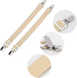 Yosoo 2Pcs Bed Sheet Clips, Non Slip Mattress Holder with Elastic Straps, for Securing Bed Sheets and Preventing Falling Off (Khaki)