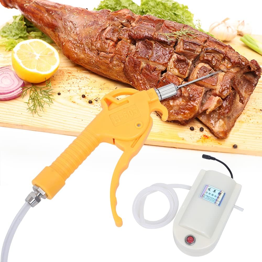 Automatic Electric Injector Meat Processor,BBQ Injection Set,Electric Pump,50W Double Gun Saline Syringe Pump For Lamb, Beef, Pork