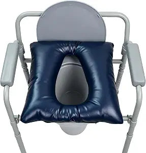 Commode Seat Cushion, Reusable Waterproof PU Padded Toilet Seat Pad, High Density Sponge with Hook & Loop Straps, Navy Blue, for Elderly, Pregnant, Handicap