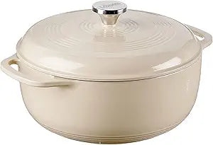 Lodge Essential Enamel Cast Iron Dutch Oven 6 Quarts - Perfect for Bread Baking, Braising, Marinating & Slow Cooking, Features Moisture-Sealing Lid & Dual Handles, Kitchen Essentials, Sandalwood