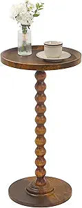 AWASEN Small Side Table, Round End Table for Small Spaces, Round Drink Accent Table Nightstand for Bedroom, Living Room, Corners, Office, Rustic Brown