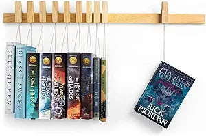 Ash Harbor Floating Wall Bookshelf - Wall Mounted Book Organizer with Included Bookmarks - Hardwood Hanging Bookshelf for Bedroom, Living Room, or Kitchen - A Thoughtful Gift for Book Lovers (Natural)
