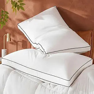 Goose Feather Down Pillows King Size Set of 2, Hotel Collection Bed Pillows for Sleeping, Down Surrounded Gusseted Bed Pillow 2 Pack, Soft Fluffy for Side Back Sleepers 20x36 in.
