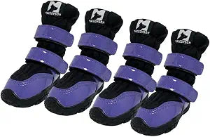 Dog Shoes for Winter Outdoor Purple Patent Leather Fleece-Lined for Warmth Waterproof Non-Slip Dog Booties 4PCS (4#(1.77-1.97))
