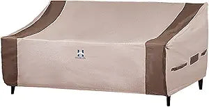 HAMLER Patio Sofa, Heavy Duty Waterproof Couch Cover - 3-Seater Outdoor Loveseat & Sofa Cover - Air Vents & Handles - Fits Up to 84"W x 42"D x 24"H - Brown & Beige