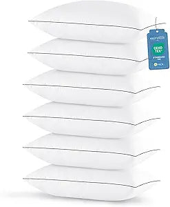 JOLLYVOGUE Pillows Queen Size Set of 6 for Sleeping, Soft and Supportive Bed Pillow with Down Alternative Filling for Side and Back Sleepers, Hotel Collection