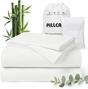 Luxury Organic Tencel & Viscose from Bamboo Cooling Sheet Set,Moisture Wicking & Breathable Bedding for Hot Sleepers,Silky Soft Hypoallergenic Lyocell Sheets with 18" Deep Pocket with Corner Straps