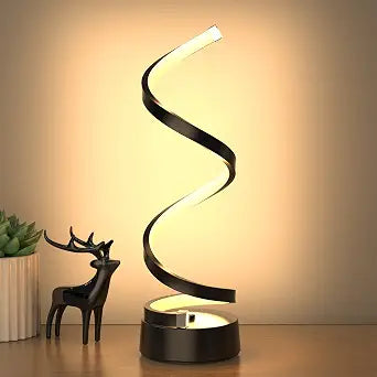 NUR Black Spiral LED Table Lamp, Dimmable Bedside Lamp, 15.8 Inch