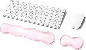Gel Keyboard Wrist Rest Set, Clear Wrist Rest for Keyboard and Mouse, Ergonomic Keyboard Mouse Wrist Rest for Typing Pain Relief, Suitable for Office, Gaming, Computer, Laptop - Pink