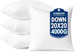 MIULEE 20x20 Down Alternative Pillow Inserts,Pack of 4 Throw Pillows 20 x 20 Inch Body Bed Sleeping Ultra Soft Fluffy Form for Sofa Couch Bed