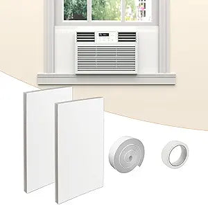 GCGOODS Window Air Conditioner Insulated Foam Panels, Winter Surround Insulation Side Panel with Top Seal Strip for Window AC Unit Indoor, White