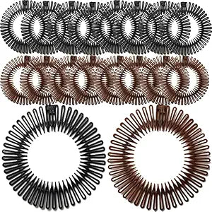 GXXMEI Flexible Plastic Circle Tooth Headbands - 20 Pack Hair Wrap Holders for Women, Girls and Sports