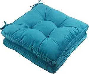 Tiita Indoor/Outdoor Seat Cushions 18x18 Inch, Chair Pads with Ties, Dining Cushions for Kitchen Balcony Set of 2, Blue