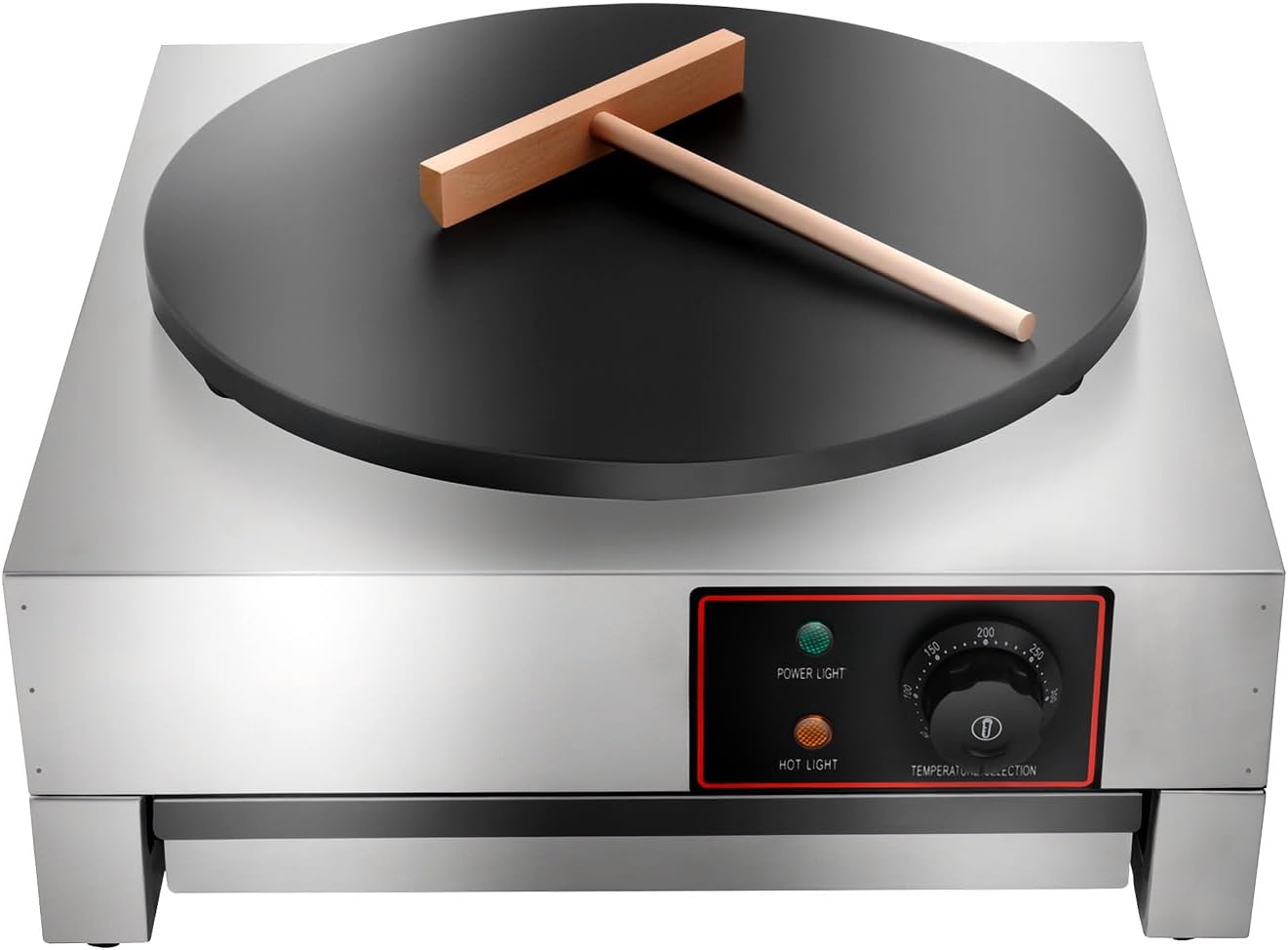 1700W 16 Inch Electric Crepe Maker, Commercial Pancake Machine 430 Stainless Steel Griddle Machine Crepe Maker Cooktop for Kitchen, Snack Stall(Adjustable 50-300℃)
