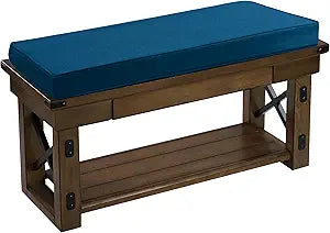 Sweet Home Collection Patio Furniture Cushions Outdoor Bench Loveseat Waterproof Lounge Seat Pad Premium Comfortable Thick Fiber Fill Tufted 42" x 18", Teal