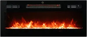 30 Inch Electric Fireplace, Wall Mounted & Recessed Fireplace Heater with 12-Color LED Flame, Tempered Glass Panel, Remote Control, 1500W Infrared Heater with Adjustable Thermostat & Timer