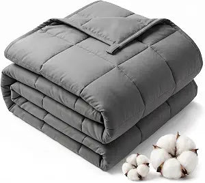 Smart Queen Weighted Blanket for Adults(60"x80",15lbs, Grey) Queen Size Soft Cooling Heavy Blanket for Sleeping, Breathable Blanket with Glass Beads Perfect for 140-160 lbs,All Season,Machine Washable