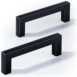 Veise 30 Pack 3 Inch Kitchen Cabinet Handles Solid Matte Black Drawer Pulls Kitchen Cabinet Hardware, Black Square Pulls for Dresser Cupboard Bathroom Dresser