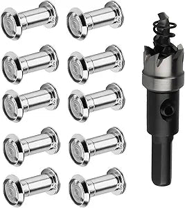 180-degree Peep Holes for Door with Drill Bit 14mm/0.55 Inch, Door Viewer Peephole, Door Peephole with Privacy, Peephole for Front Door Thick from 1-3/8" to 2-3/8" (10 x Peepholes Set + 1 x Drill Bit)