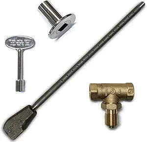 Midwest Hearth Universal Log Lighter Kit with Burner Pipe, Straight Ball Valve, Chrome Key and Floorplate (Propane)