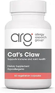 Allergy Research Group ARG Cat's Claw - 1.13 g Inner Bark Extract - Supports Immune and Joint Health - Vegetarian Capsules - Hypoallergenic Formula - 30 Servings - 60 Capsules