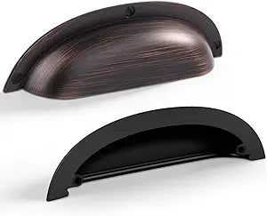 BOZWELL 3-3/4 Inch96mm Hole Center Oil Rubbed Bronze Heavy Duty Solid Cabinet Cup Pulls,Bronze Kitchen Drawer Handles Cup for Cupboard Hardware Handles 6 Pack BZ2501