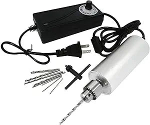 Yakamoz 0.3mm - 4mm Adjustable Micro Mini Electric Hand Drill Aluminum Portable Handheld Drill for DIY PCB with 5A DC5V-12V Power Supply Control | 10pcs Micro Drill Bits Included