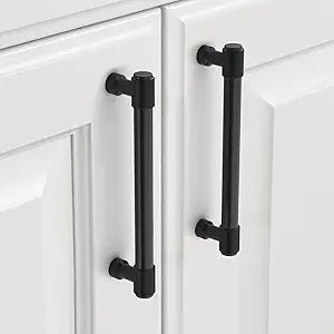 9BUILD 10 Pack Knurled Cabinet Pulls 5 Inch Matte Black Kitchen Cabinet Handles Cabinet Hardware Kitchen Handles for Cabinets Black Dresser Pulls Drawer Handle