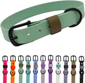 Waterproof BioThane Dog Collar Odor Resistant, Easy to Clean, Flexible & Durable Adjustable Collar for Swimming, Hiking & Everyday Wear Made in USA (Sage Green with Olive Drab Loop, Extra Large)