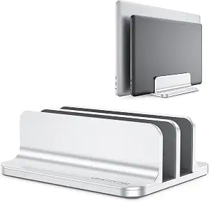 OMOTON Dual Vertical Desk Laptop Stand Holder, Fits MacBook Air/Pro, Silver