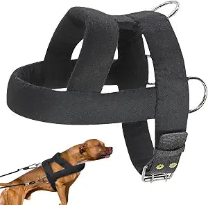 Forestpaw Heavy Duty No Pull Dog Harness for Training-Tactical Vest with 3 Metal Rings,Soft Padded Sled Harness for Small Head Medium Large Dogs,Chest fits 23-28.5"