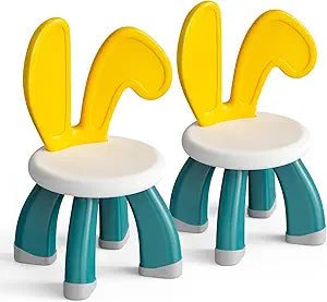 OCATO 2 Pcs Plastic Toddler Chairs: Kids Chairs for Table Toddler Stool Indoor Outdoor Camping Nursery Playroom Toddlers Kids Beach Chair Activity Rabbit Chair 3 4 5 6 Year Old Boy Girl Birthday Gift