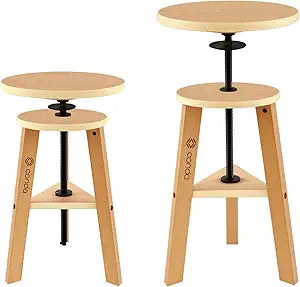 conda Adjustable Height Wooden Drafting Stool 20" to 25", Beech Wood Artist Stool for Drafting, Painting, Office, Studio, Kitchen, Bar, and Home Use