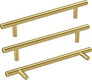 Haidms 30 Pack | Cabinet Pulls Brushed Brass Stainless Steel Kitchen Drawer Pulls Cabinet Handles 5 Inch Hole Center