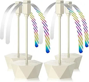 Grete Gotye Portable Battery Powered Fly Fans for Tables Up to 15 Hours Working Time, 4-Pack Indoor Outdoor Food Fan with Flexible Goose-Neck Blades for Home Restaurant Party Picnic Patio BBQ, Beige