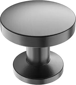 Alzassbg 15 Pack Brushed Black Nickel Cabinet Knobs, 1.1 Inch(30mm) Diameter Round Cabinet Knob Hardware for Kitchen Dresser Drawer AL6044BBN