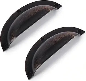 Oil Rubbed Bronze zinc Alloy Cabinet Cup pulls,Vintage Retro Solid 3 Inch 76mm Hole Center Cup Cabinet Handles for Drawer,Cupboard, Wardrobe,Dresser 6 Pack
