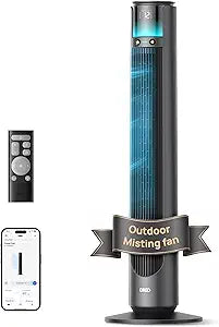DREO TurboCool Outdoor Misting Fan 711AS, 33 ft/s High Velocity, 12 Speeds, 4 Modes Smart Standing Floor Fan, 150┬░ Customizable Oscillating, 20 dB Quiet DC Motor for Bedroom, Weather Resistant