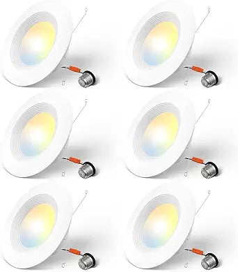 Amico 6 Pack 5/6 inch 5CCT LED Recessed Lighting, Retrofit Can Light, White